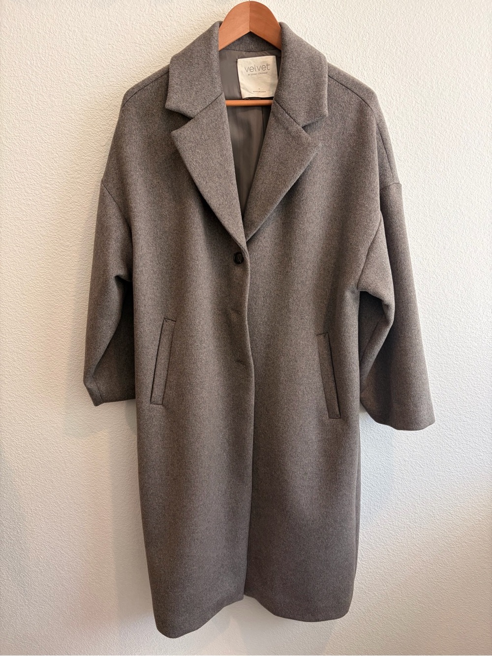 Velvet Oversized Wool-Blend Coat in Taupe Gray- Gorgeous!